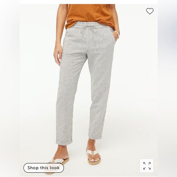 J.Crew Striped linen-cotton blend drawstring pant NWT - Picture 1 of 6